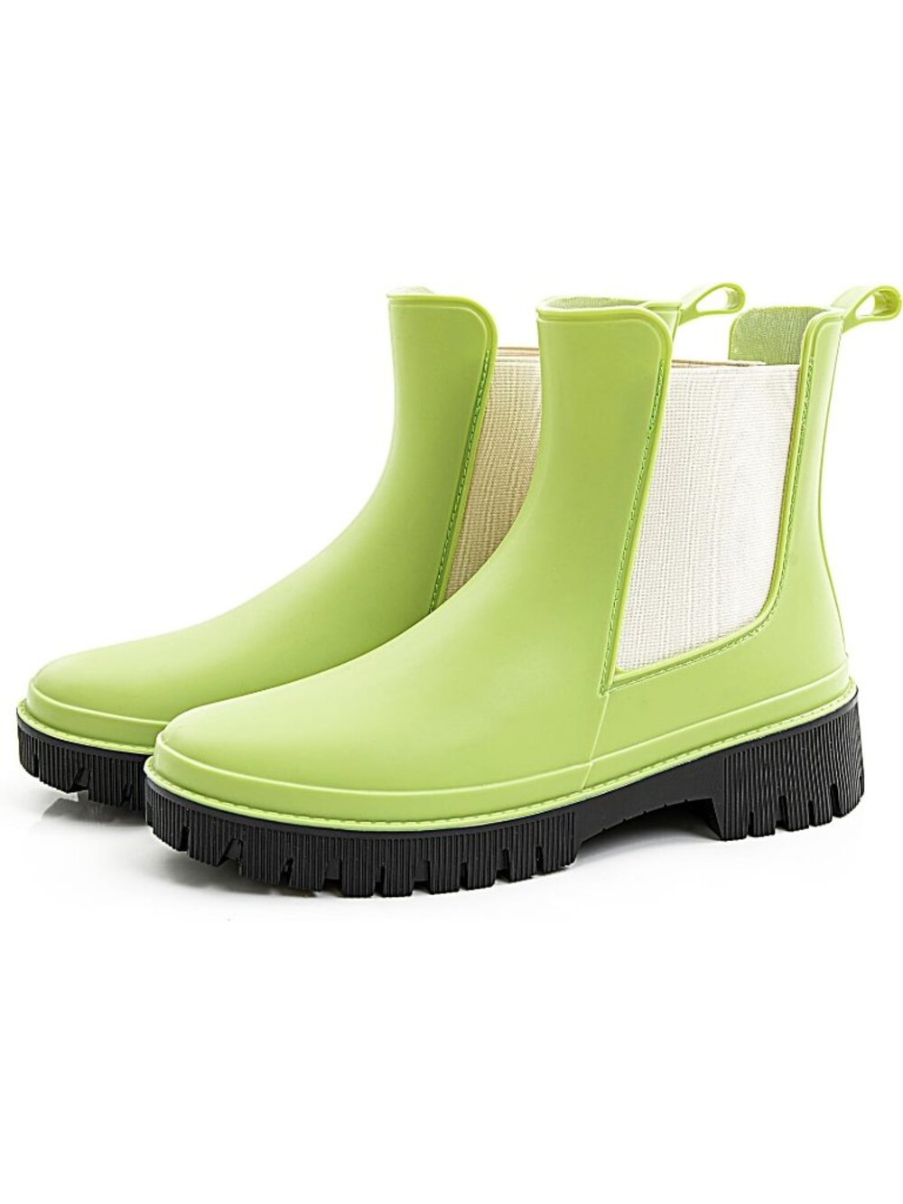 🆕Women's Mint Green Chelsea Rain Boots Waterproof Lug Sole Ankle Shoes